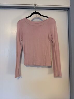 Express Pale Pink Boatneck Long Sleeve Top